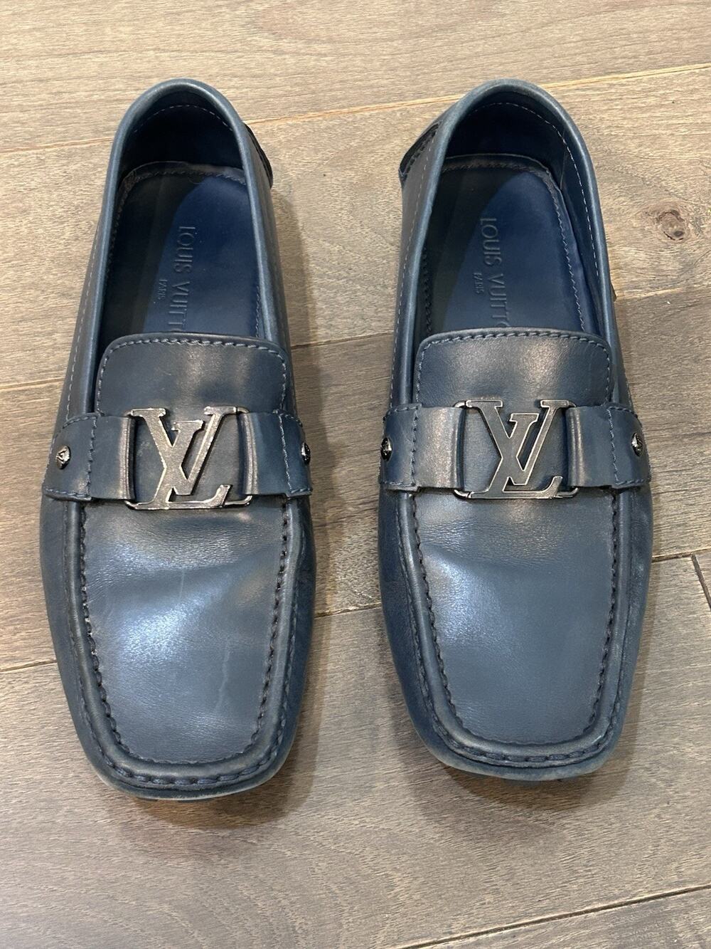 AUTHENTIC LOUIS VUITTON MONTE CARLO MOCCASIN LOAFER BLUE LV 8.5 (fits USA 9.5)